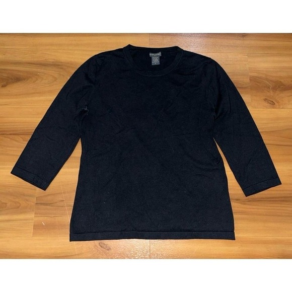 Banana Republic Sweaters - Banana Republic Silk Blend Solid Black Stretch Minimalist 3/4 Sleeve Sweater
